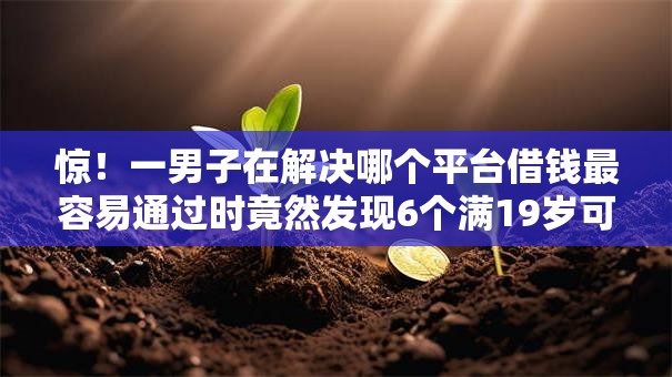 惊！一男子在解决哪个平台借钱最容易通过时竟然发现6个满19岁可以借款的软件，事后分享了出来