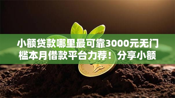 小额贷款哪里最可靠3000元无门槛本月借款平台力荐！分享小额网贷口子3000元无门槛借款