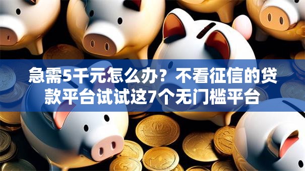 急需5千元怎么办？不看征信的贷款平台试试这7个无门槛平台