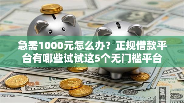 急需1000元怎么办？正规借款平台有哪些试试这5个无门槛平台