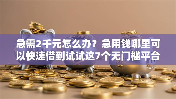 急需2千元怎么办？急用钱哪里可以快速借到试试这7个无门槛平台