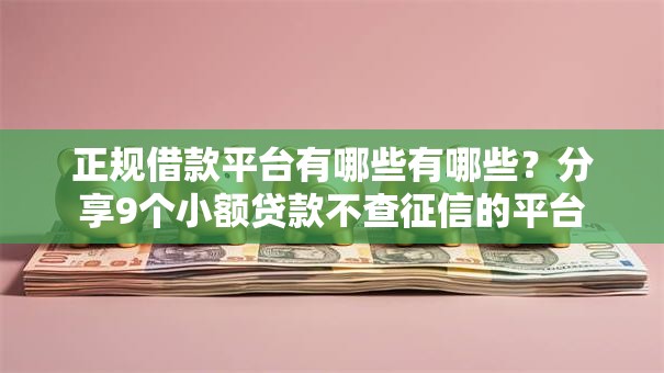 正规借款平台有哪些有哪些?分享9个小额贷款不查征信的平台 正规借款平台有哪些有哪些?分享9个小额贷款不查征信的平台