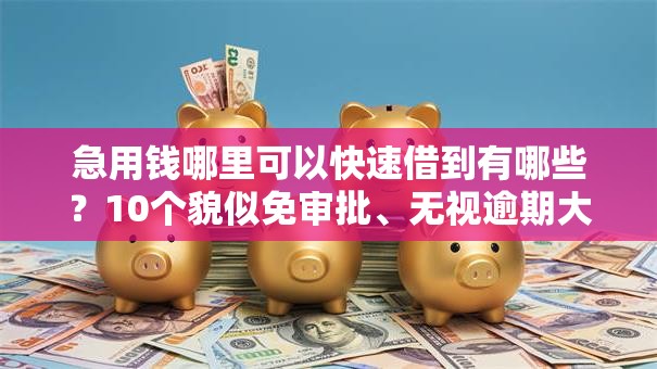 急用钱哪里可以快速借到有哪些？10个貌似免审批、无视逾期大数据花户黑户软件合集