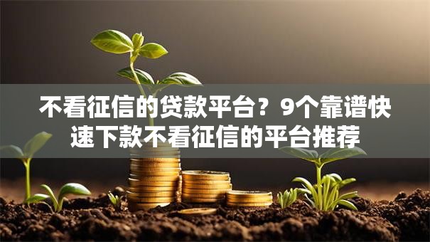 不看征信的贷款平台？9个靠谱快速下款不看征信的平台推荐