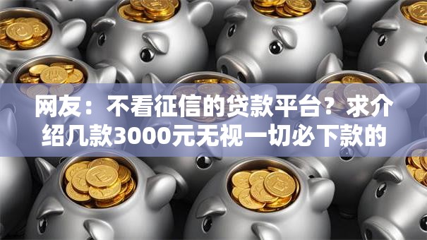 网友：不看征信的贷款平台？求介绍几款3000元无视一切必下款的口子
