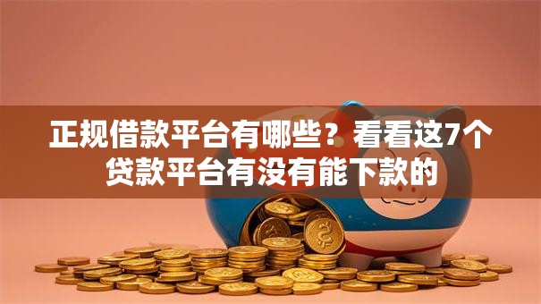 正规借款平台有哪些?看看这7个贷款平台有没有能下款的 正规借款平台有哪些?看看这7个贷款平台有没有能下款的