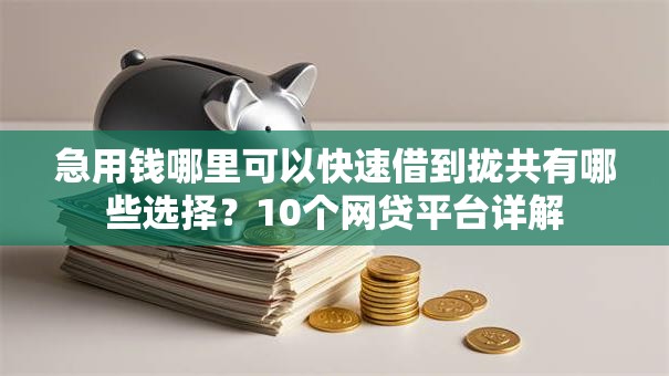 急用钱哪里可以快速借到拢共有哪些选择？10个网贷平台详解