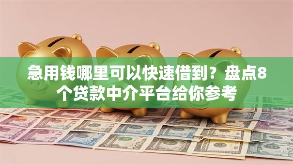 急用钱哪里可以快速借到？盘点8个贷款中介平台给你参考