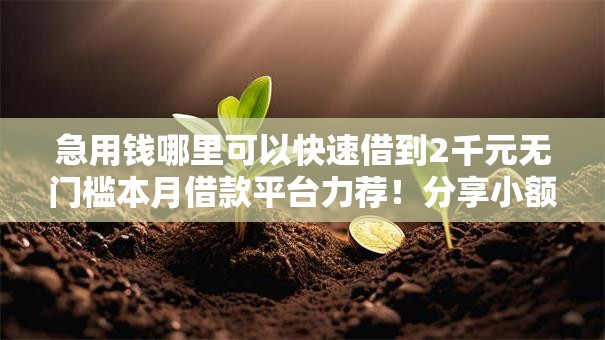 急用钱哪里可以快速借到2千元无门槛本月借款平台力荐！分享小额网贷口子2千元无门槛借款