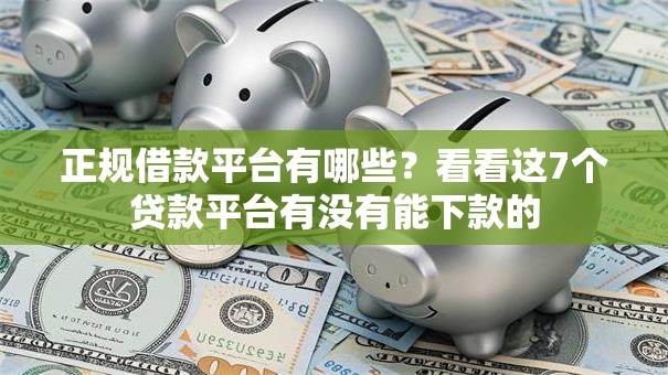 正规借款平台有哪些？看看这7个贷款平台有没有能下款的