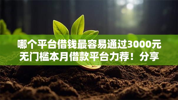 哪个平台借钱最容易通过3000元无门槛本月借款平台力荐！分享小额网贷口子3000元无门槛借款