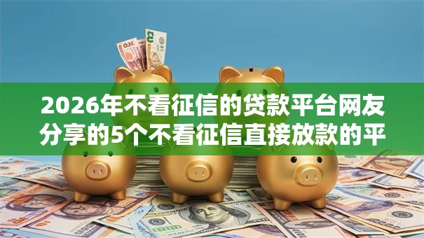 2026年不看征信的贷款平台网友分享的5个不看征信直接放款的平台我觉得不错！