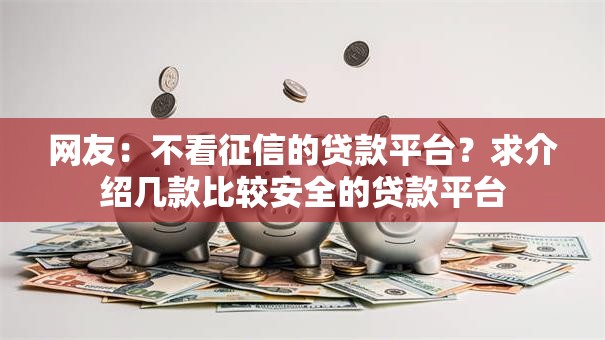 网友：不看征信的贷款平台？求介绍几款比较安全的贷款平台