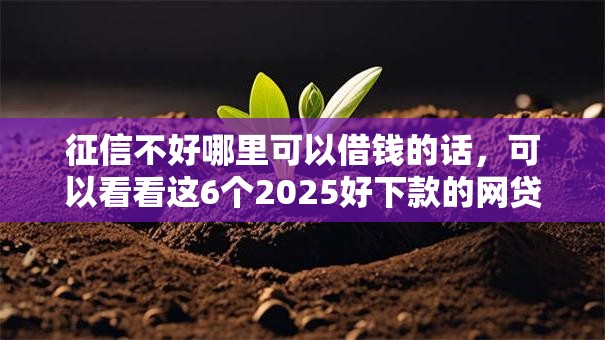 征信不好哪里可以借钱的话，可以看看这6个2025好下款的网贷平台