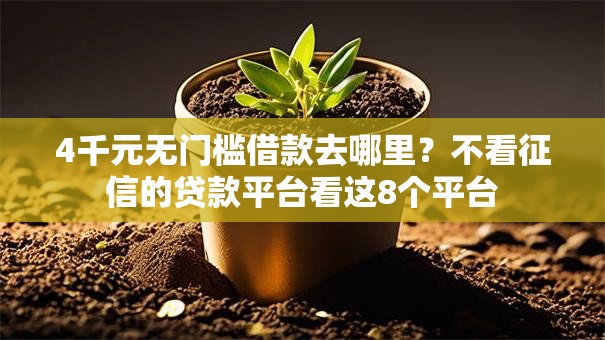 4千元无门槛借款去哪里？不看征信的贷款平台看这8个平台
