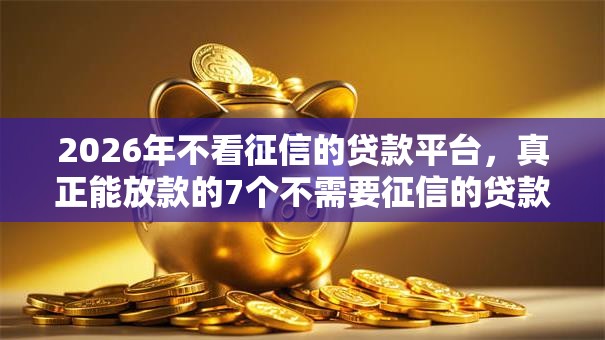2026年不看征信的贷款平台，真正能放款的7个不需要征信的贷款平台推荐